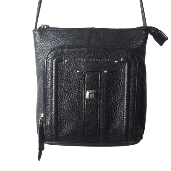 Stone Mountain Accessories Handbags - Stone Mountain Black Pebbled Leather Crossbody